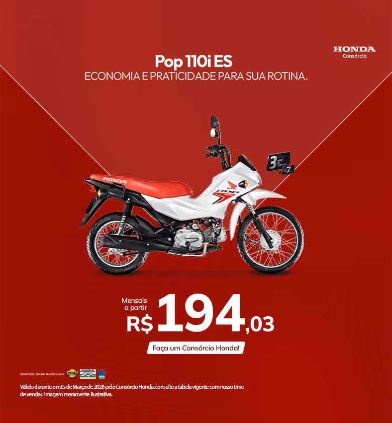 Banner Março 2026 Moto Scala Honda Consórcio Pop 110i ES