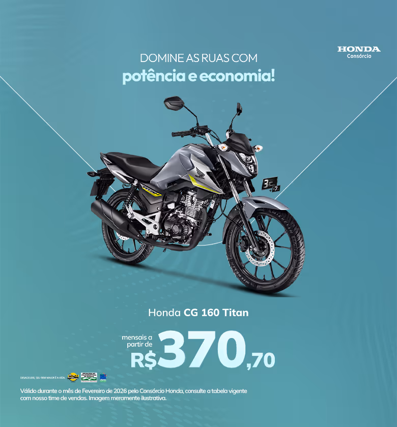 Banner Fevereiro 2026 Moto Scala Honda Consórcio CG 160 Titan