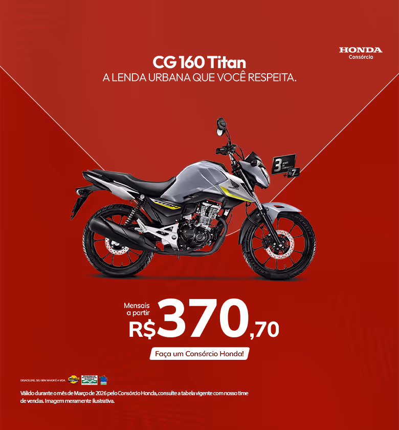Banner Março 2026 Moto Scala Honda Consórcio CG 160 Titan