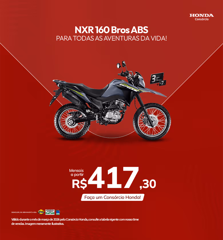 Banner Março 2026 Moto Scala Honda Consórcio NXR 160 Bros ABS