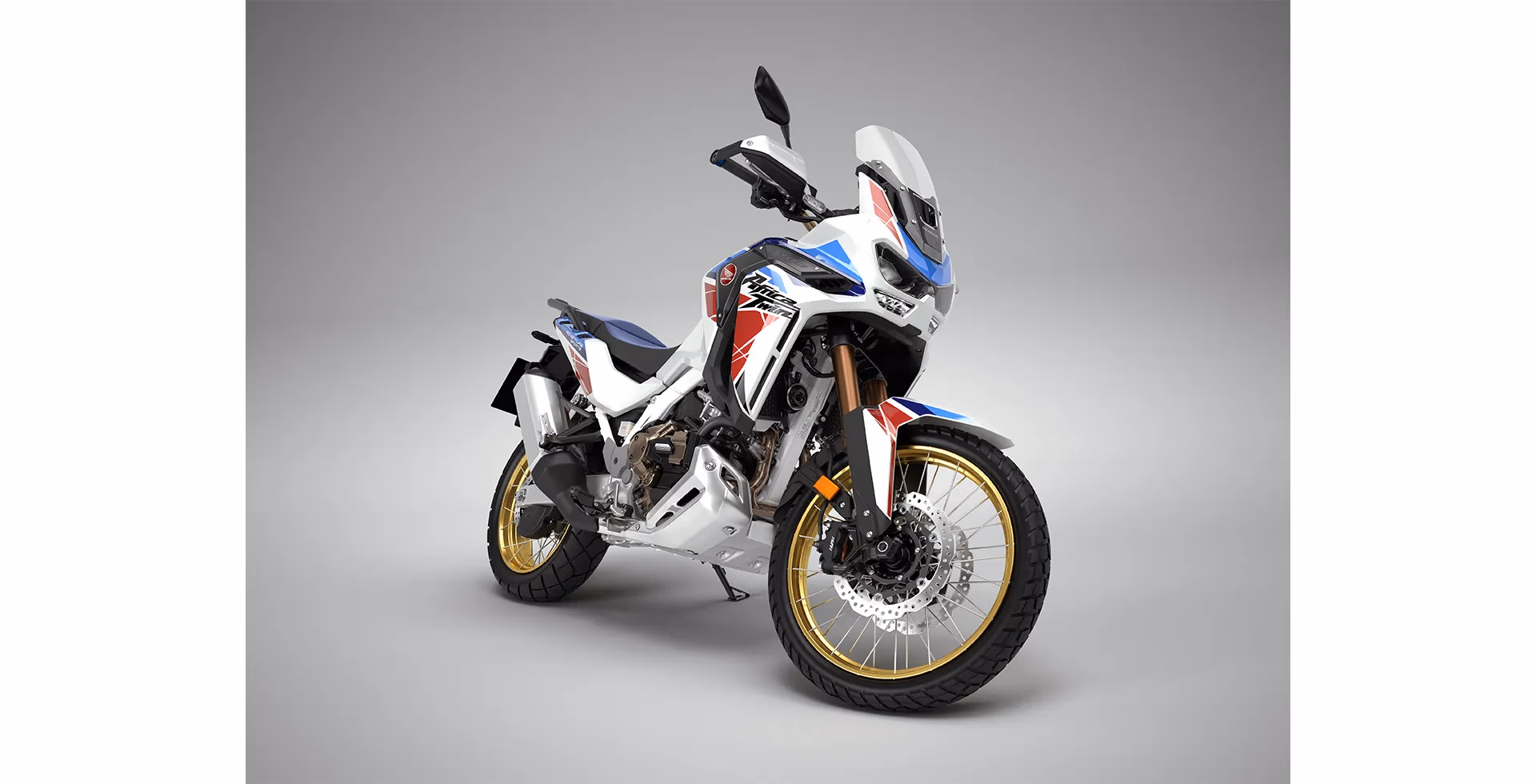 Vista 3/4 frontal direita da CRF 1100L Africa Twin Adventure Sports ES branco perolizado - 2 de 24